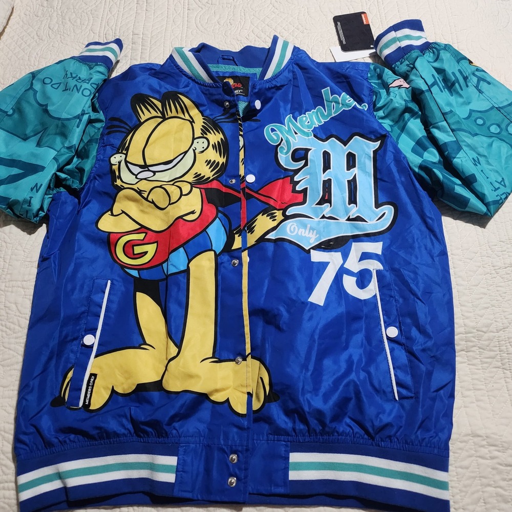 Members Only Garfield Nickelodeon Varsity Jacket Royal Blue Mens Large NWT New